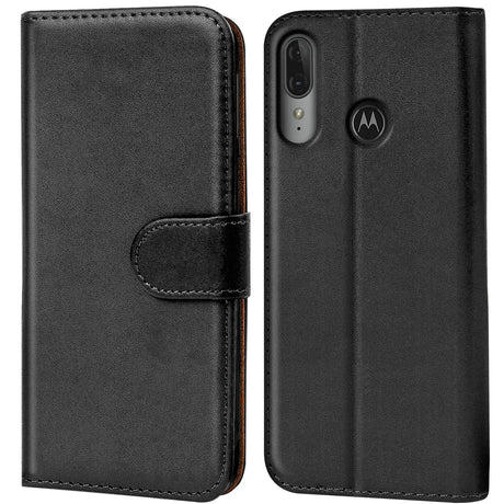Motorola Moto E6 Plus Klapphülle in Schwarz mit Kartenfächern und Schutz