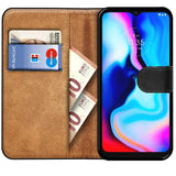 Motorola Moto E7 Plus Klapphülle in Schwarz mit Kartenfächern und Schutz