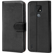 Motorola Moto E7 Klapphülle in Schwarz mit Kartenfächern und Schutz