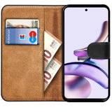 Motorola Moto G13 / G23 Klapphülle in Schwarz mit Kartenfächern und Schutz