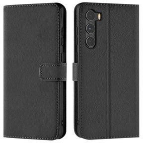 Motorola Moto G200 5G Klapphülle in Schwarz mit Kartenfächern und Schutz