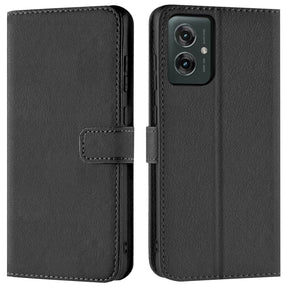 Motorola Moto G55 5G Klapphülle in Schwarz mit Kartenfächern und Schutz