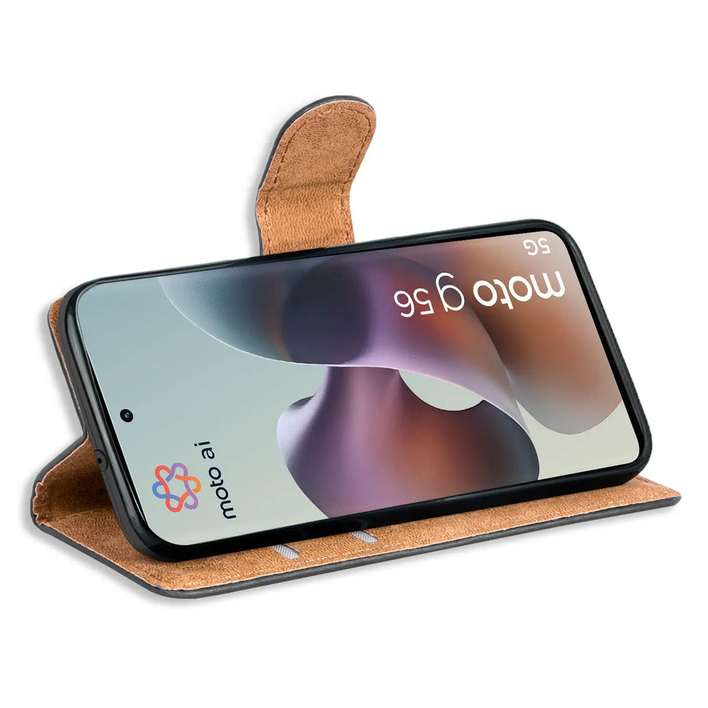 Motorola Moto G56 5G Klapphülle in Schwarz mit Kartenfächern und Schutz