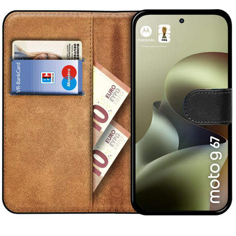 Motorola Moto G67 / G77 - Klapphülle mit Kartenfächern Schwarz