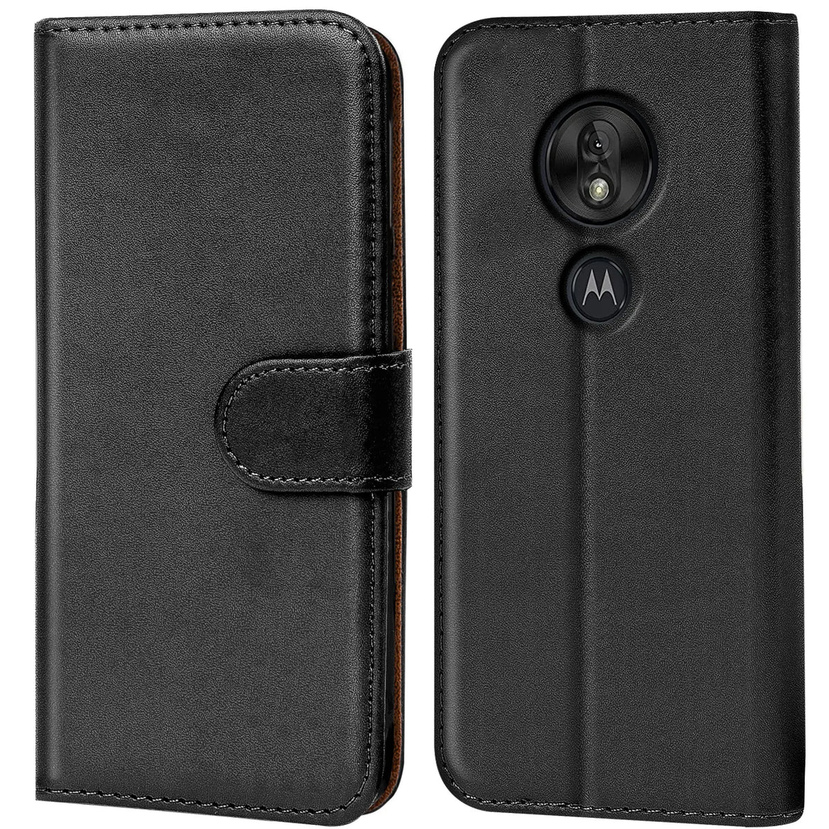 Motorola Moto G7 Play Klapphülle in Schwarz mit Kartenfächern und Schutz