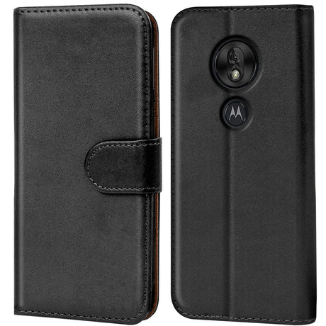 Motorola Moto G7 Play Klapphülle in Schwarz mit Kartenfächern und Schutz