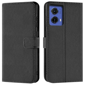 Motorola Moto G85 5G Klapphülle in Schwarz mit Kartenfächern und Schutz
