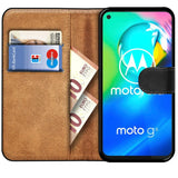 Motorola Moto G8 Klapphülle in Schwarz mit Kartenfächern und Schutz