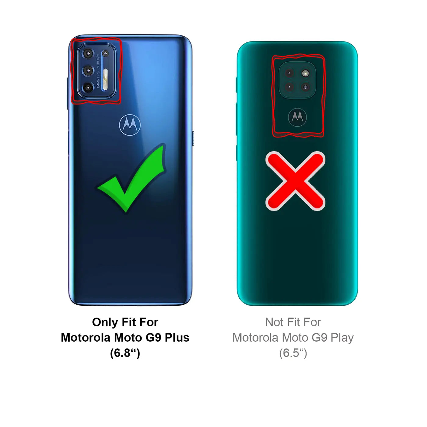 Rückseite Motorola Moto G9 Plus (dunkelblau) und Moto G9 Play (türkis), Rückansicht.