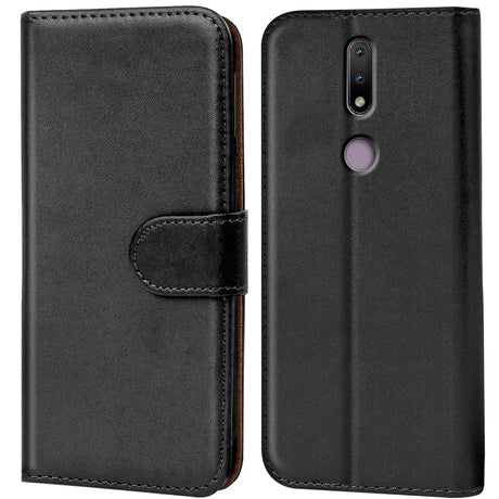 Nokia 2.4 Klapphülle in Schwarz mit Kartenfächern und Schutz