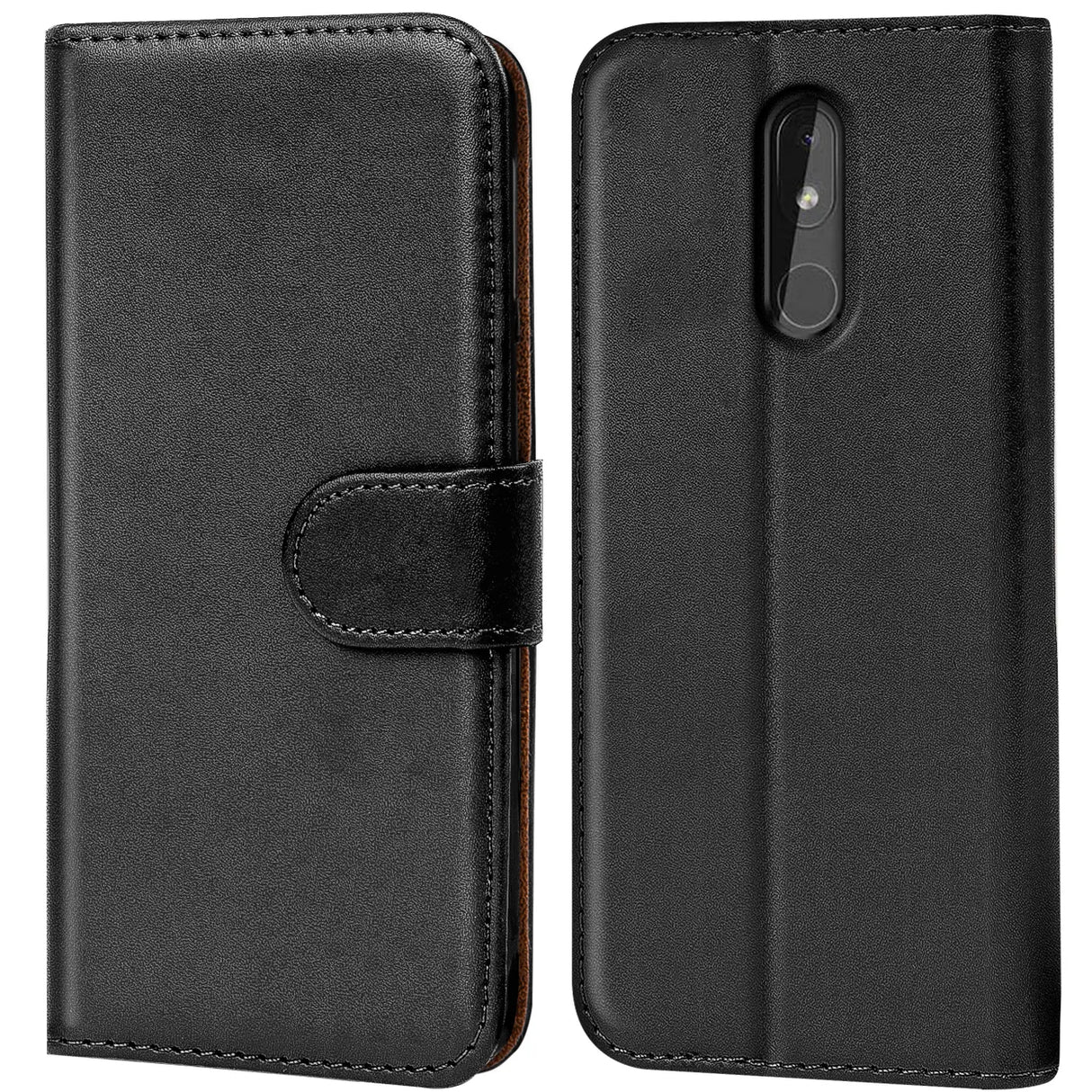 Nokia 3.2 Klapphülle in Schwarz mit Kartenfächern und Schutz