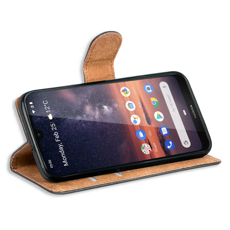 Nokia 3.2 Klapphülle in Schwarz mit Kartenfächern und Schutz