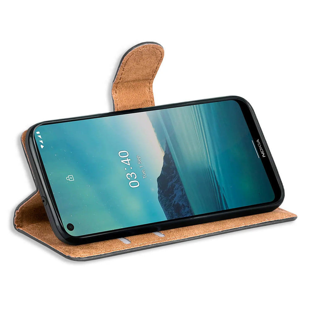 Nokia 3.4 Klapphülle in Schwarz mit Kartenfächern und Schutz