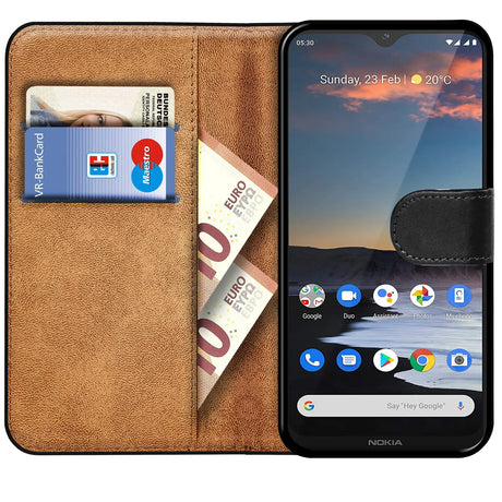 Nokia 5.3 Klapphülle in Schwarz mit Kartenfächern und Schutz