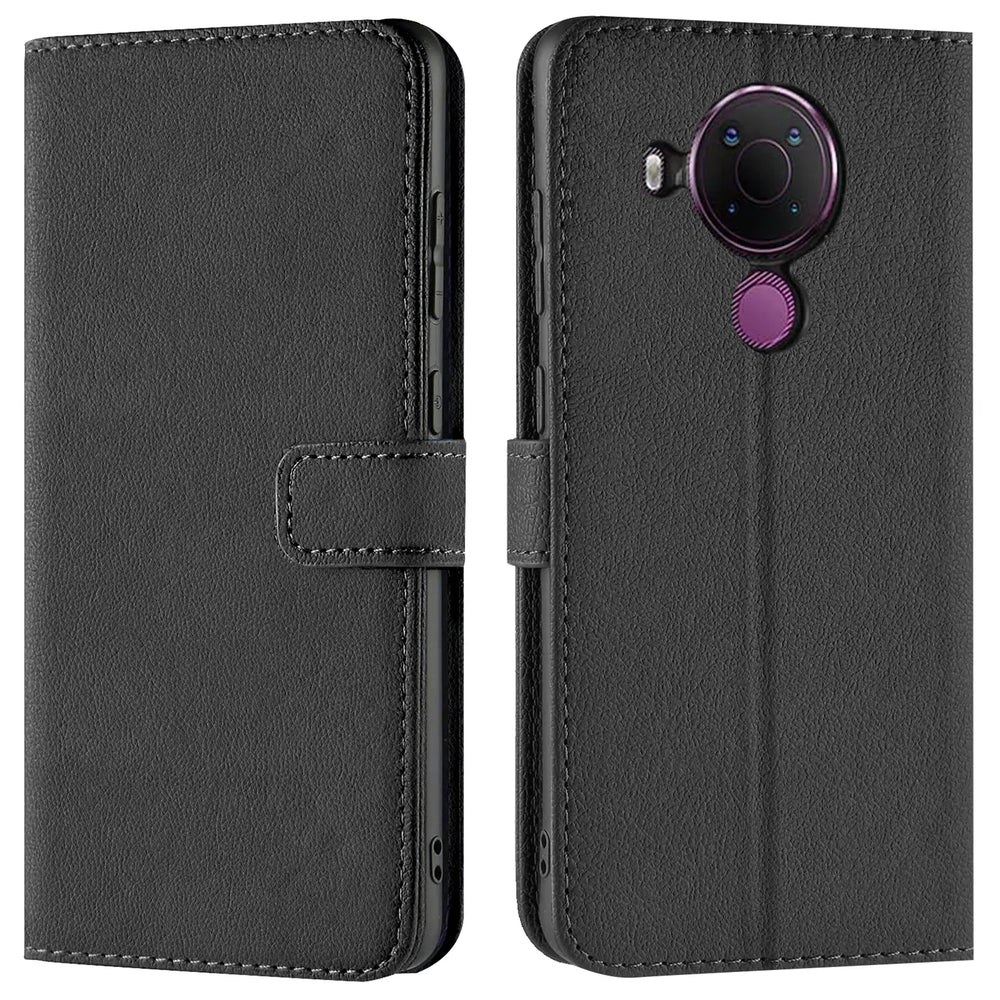 Nokia 5.4 Klapphülle in Schwarz mit Kartenfächern und Schutz