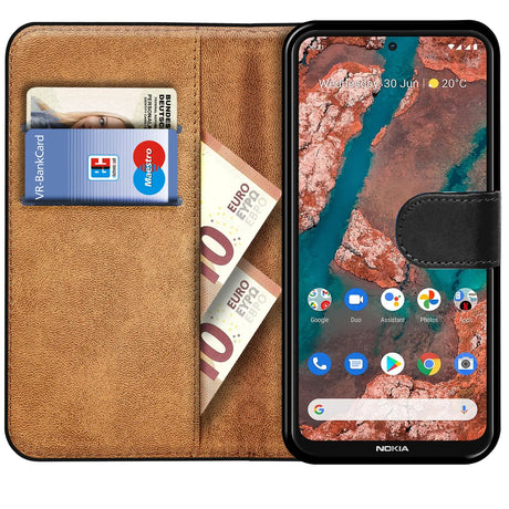 Nokia X20 / X10 Klapphülle in Schwarz mit Kartenfächern und Schutz