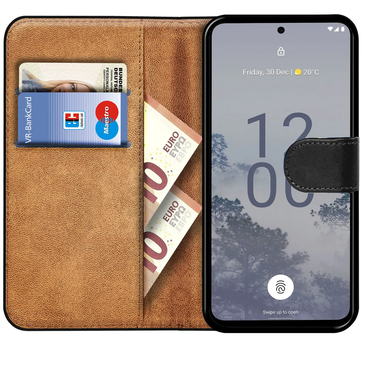 Nokia X30 5G Klapphülle in Schwarz mit Kartenfächern und Schutz