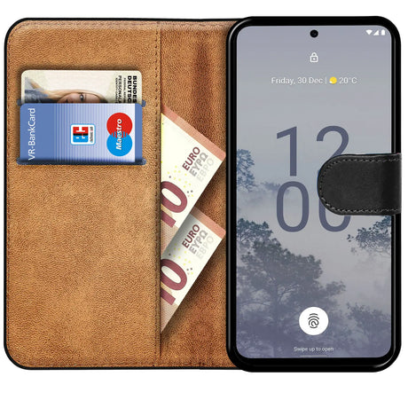 Nokia X30 5G Klapphülle in Schwarz mit Kartenfächern und Schutz