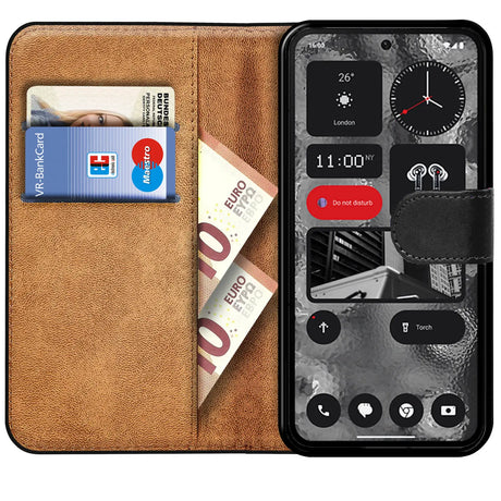 Nothing Phone 2 Klapphülle in Schwarz mit Kartenfächern und Schutz