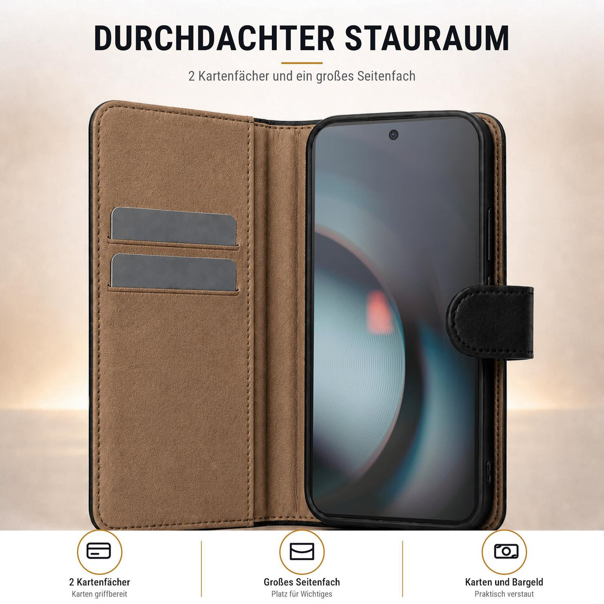 Nothing Phone 3 - Klapphülle mit Kartenfächern Schwarz