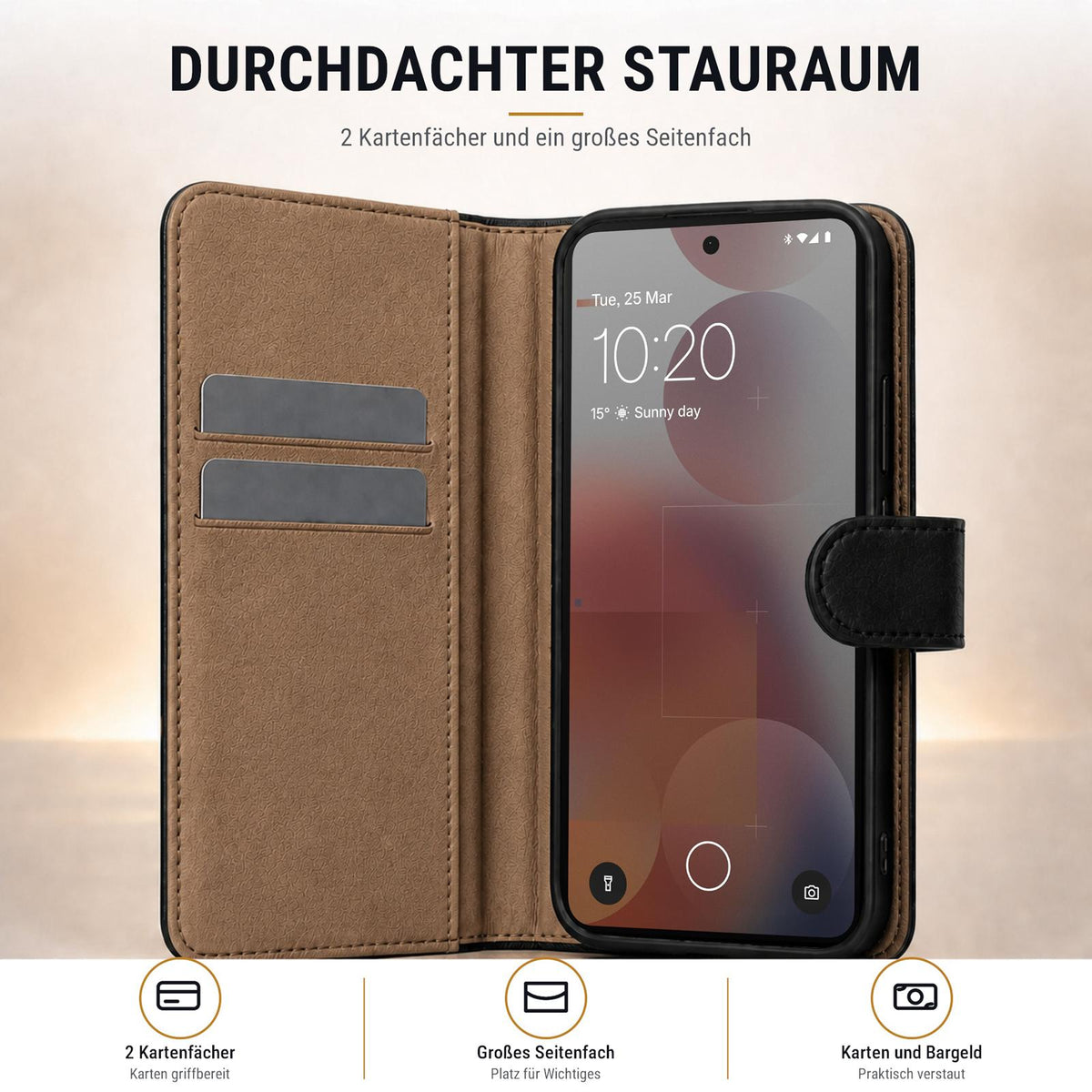 Nothing Phone 3a - Klapphülle mit Kartenfächern Schwarz