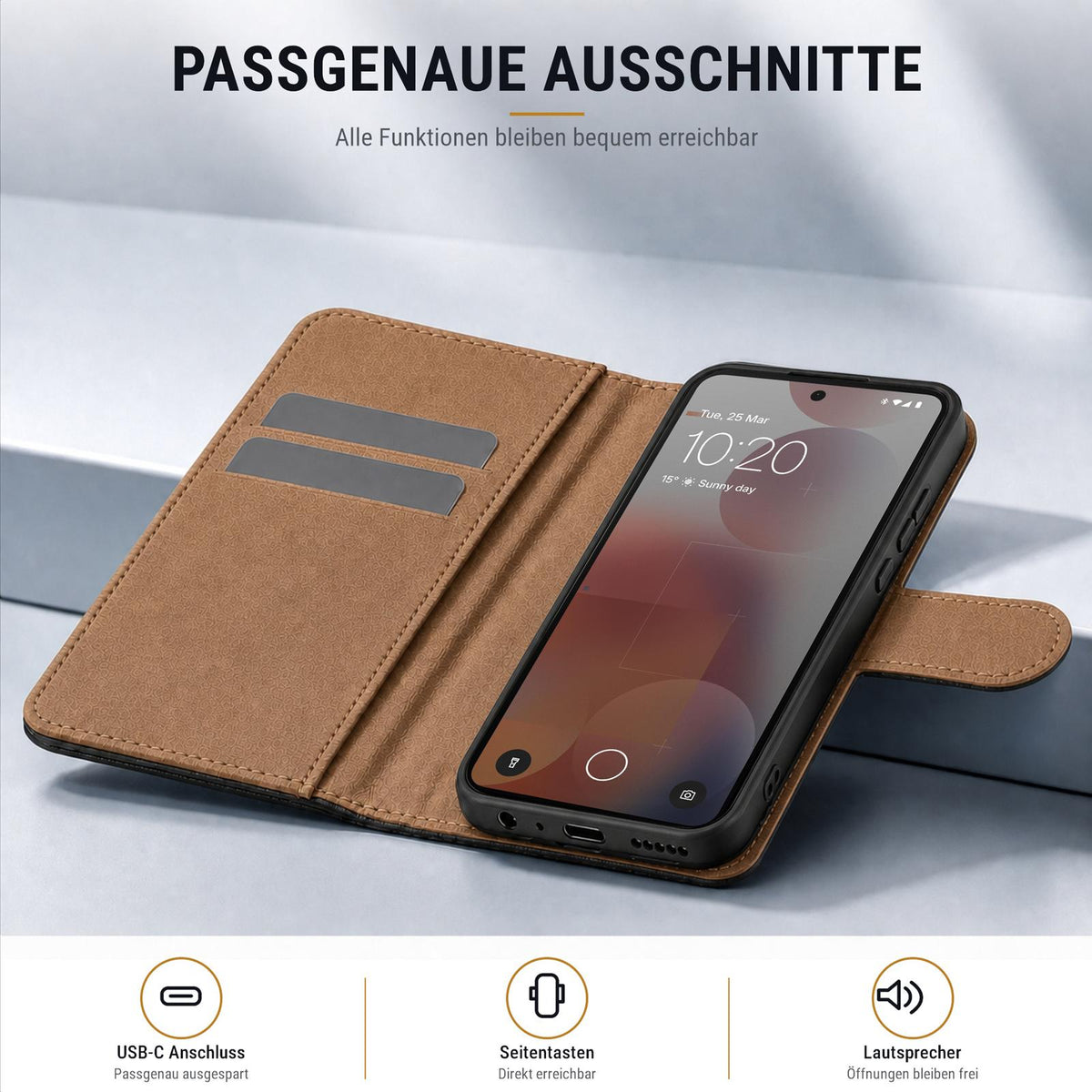 Nothing Phone 3a - Klapphülle mit Kartenfächern Schwarz