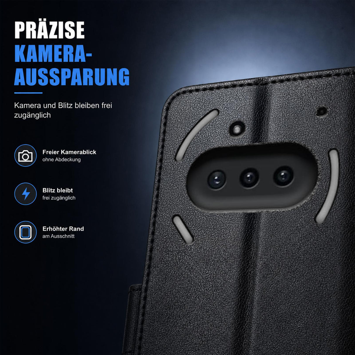 Nothing Phone 3a - Klapphülle mit Kartenfächern Schwarz
