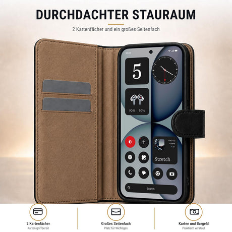 Nothing Phone 4a - Klapphülle mit Kartenfächern Schwarz