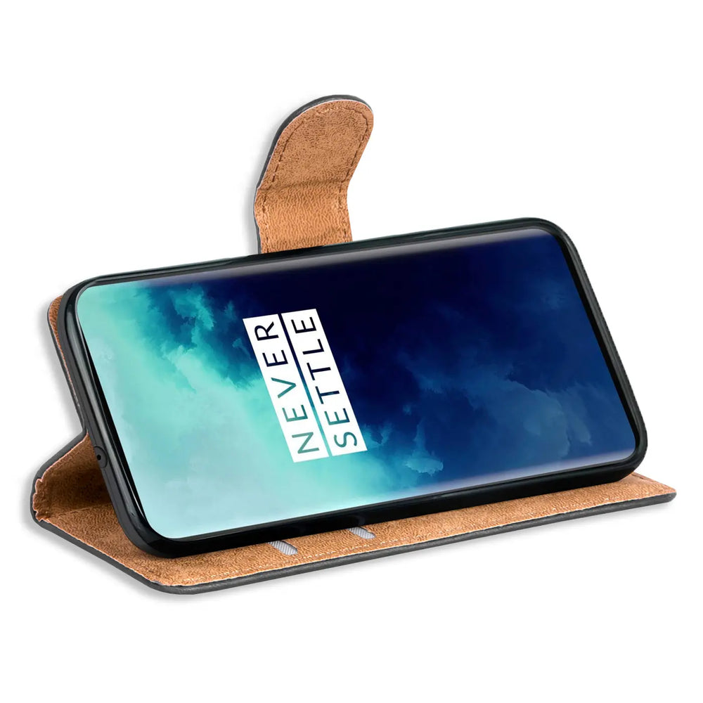 OnePlus 7T Pro Klapphülle in Schwarz mit Kartenfächern und Schutz
