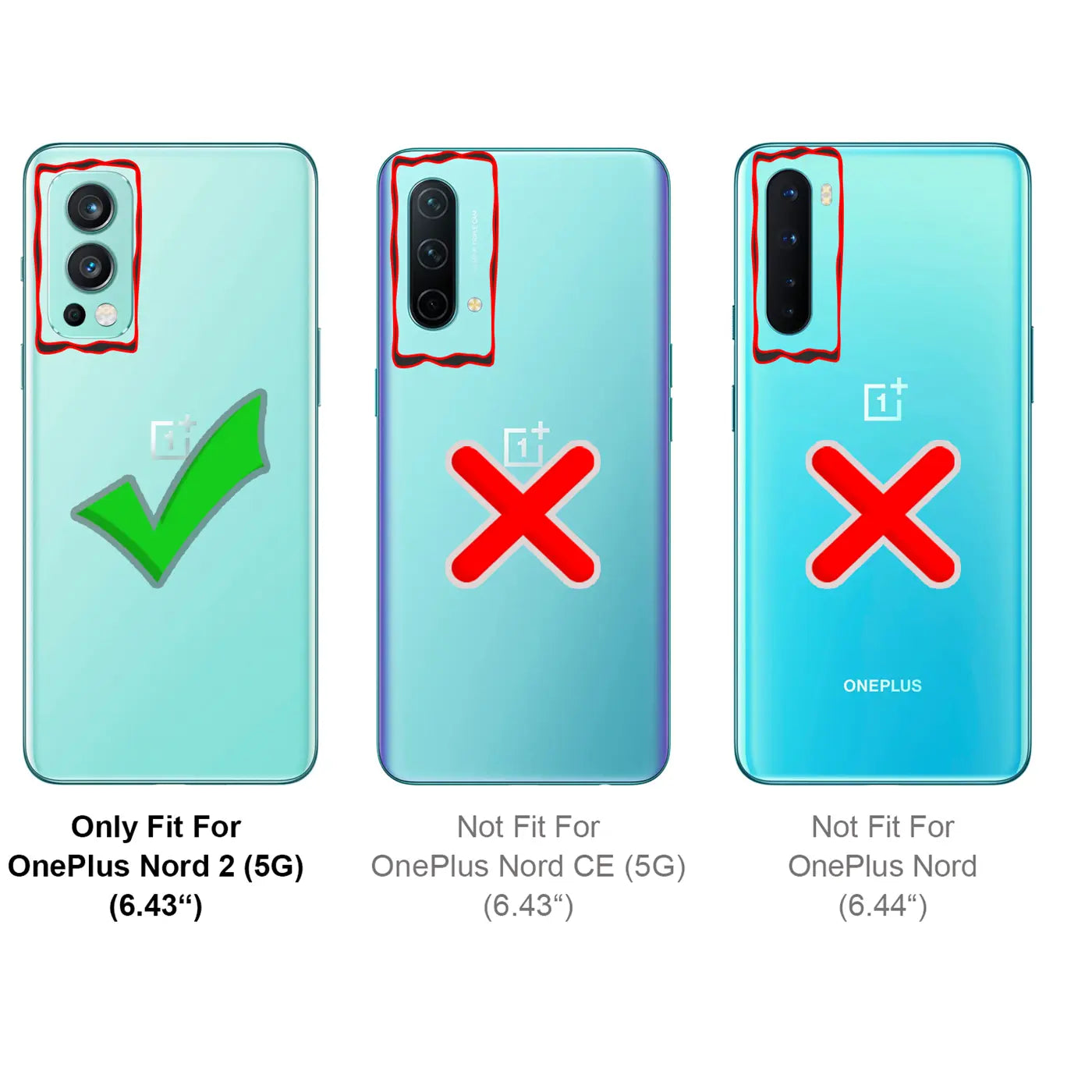 Drei OnePlus-Smartphones, eines mit Hakenkreuz, zwei mit roten Kreuzen.