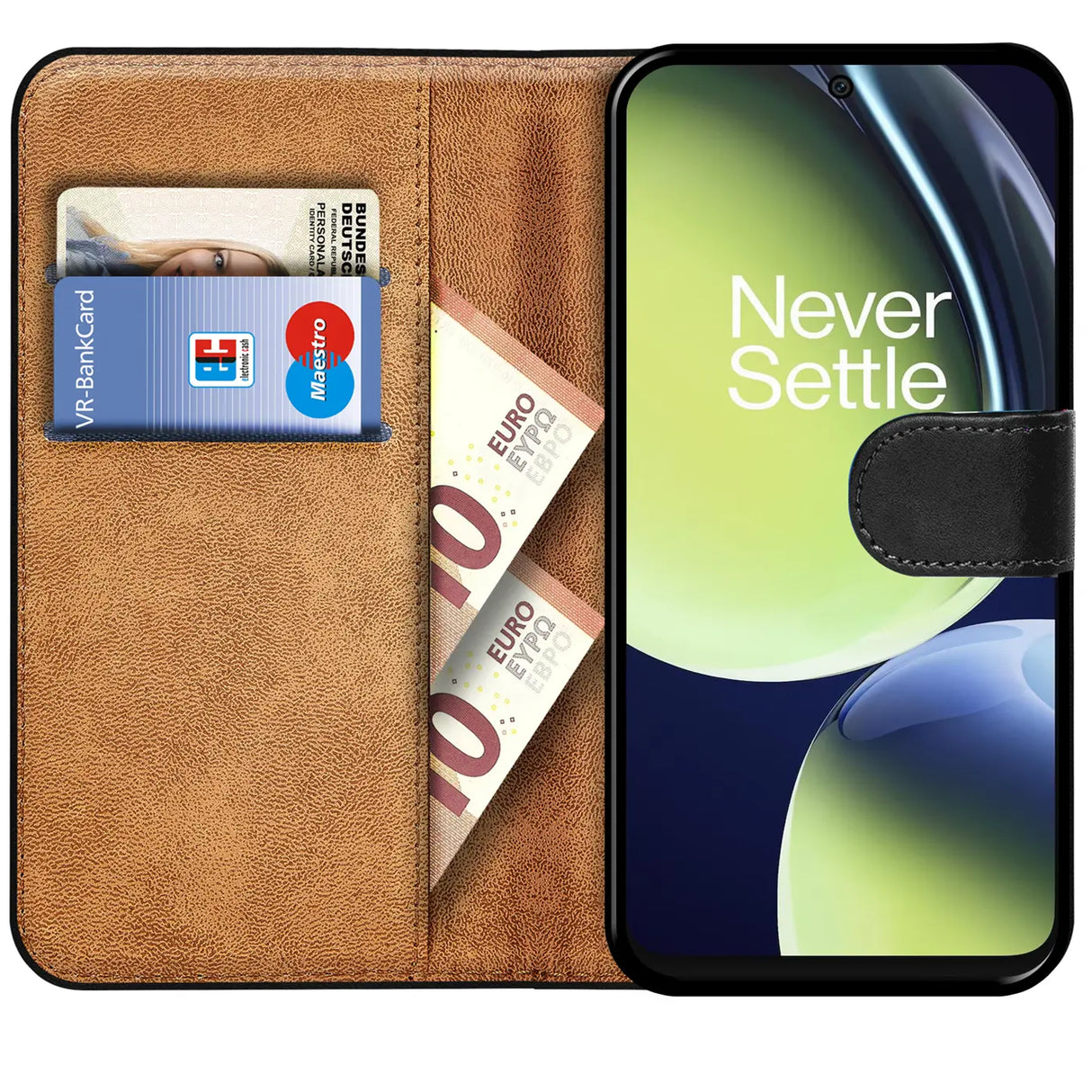 OnePlus Nord CE 3 Lite 5G Klapphülle in Schwarz mit Kartenfächern und Schutz