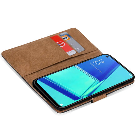 Oppo A52 / A72 Klapphülle in Schwarz mit Kartenfächern und Schutz