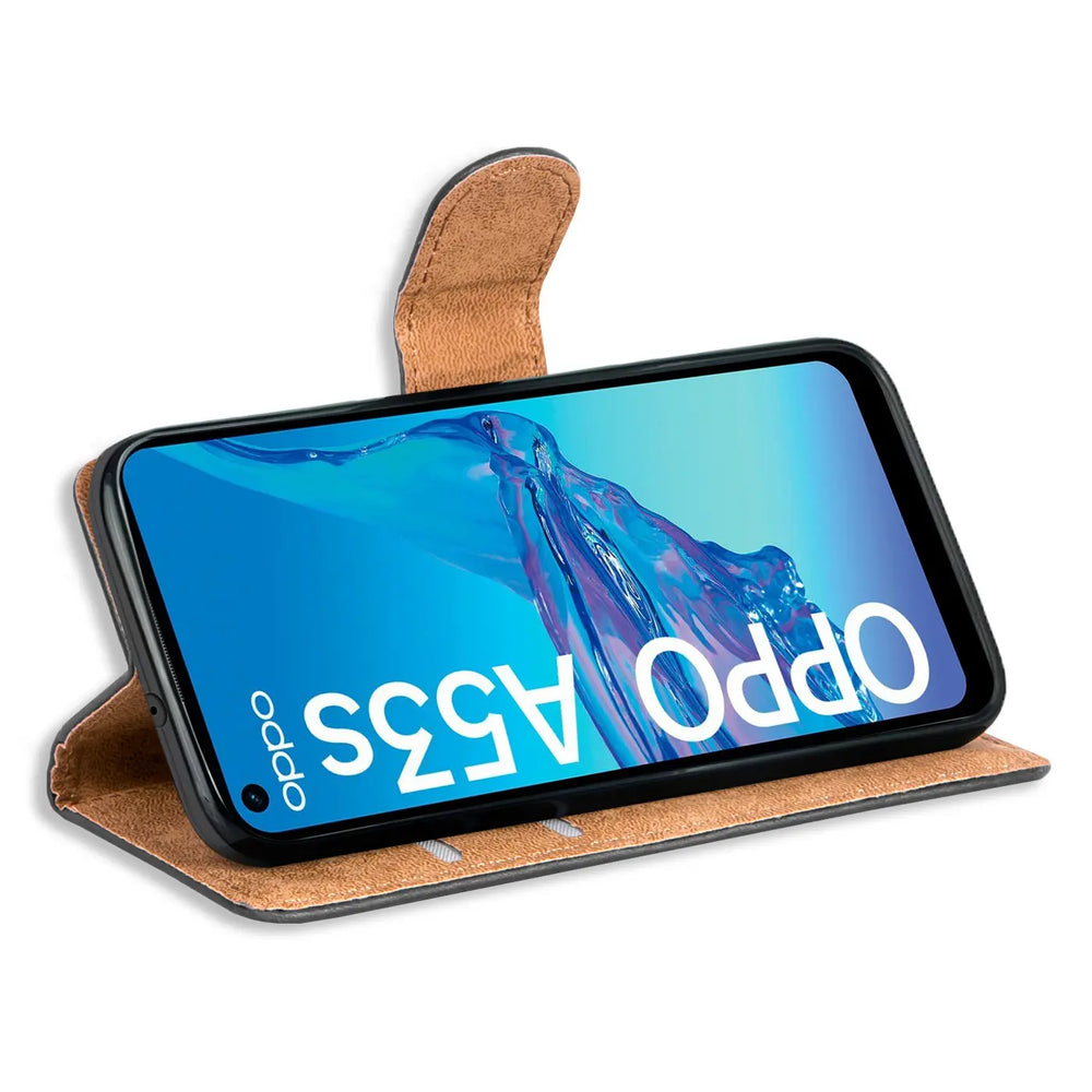 Oppo A53 / A53S Klapphülle in Schwarz mit Kartenfächern und Schutz