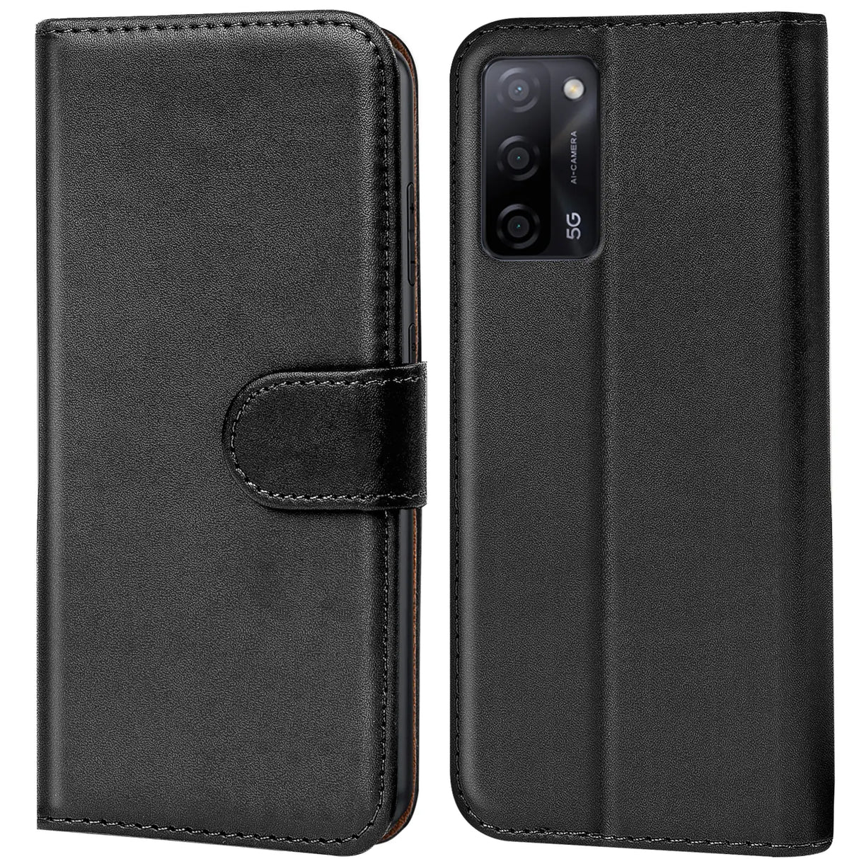 Oppo A55 5G Klapphülle in Schwarz mit Kartenfächern und Schutz