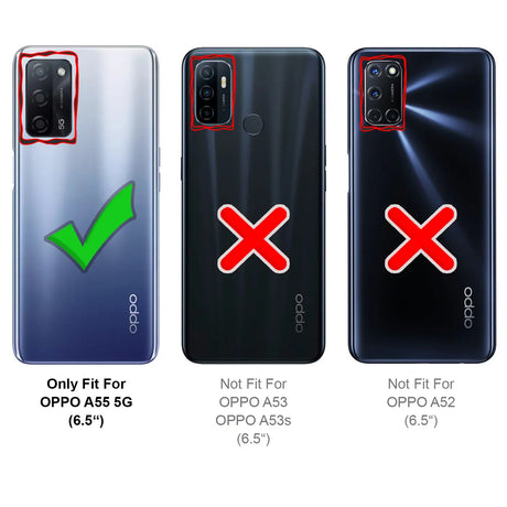 Oppo A55 5G Klapphülle in Schwarz mit Kartenfächern und Schutz