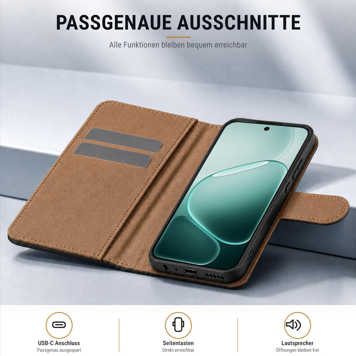 OPPO A6 Pro 5G - Klapphülle mit Kartenfächern Schwarz