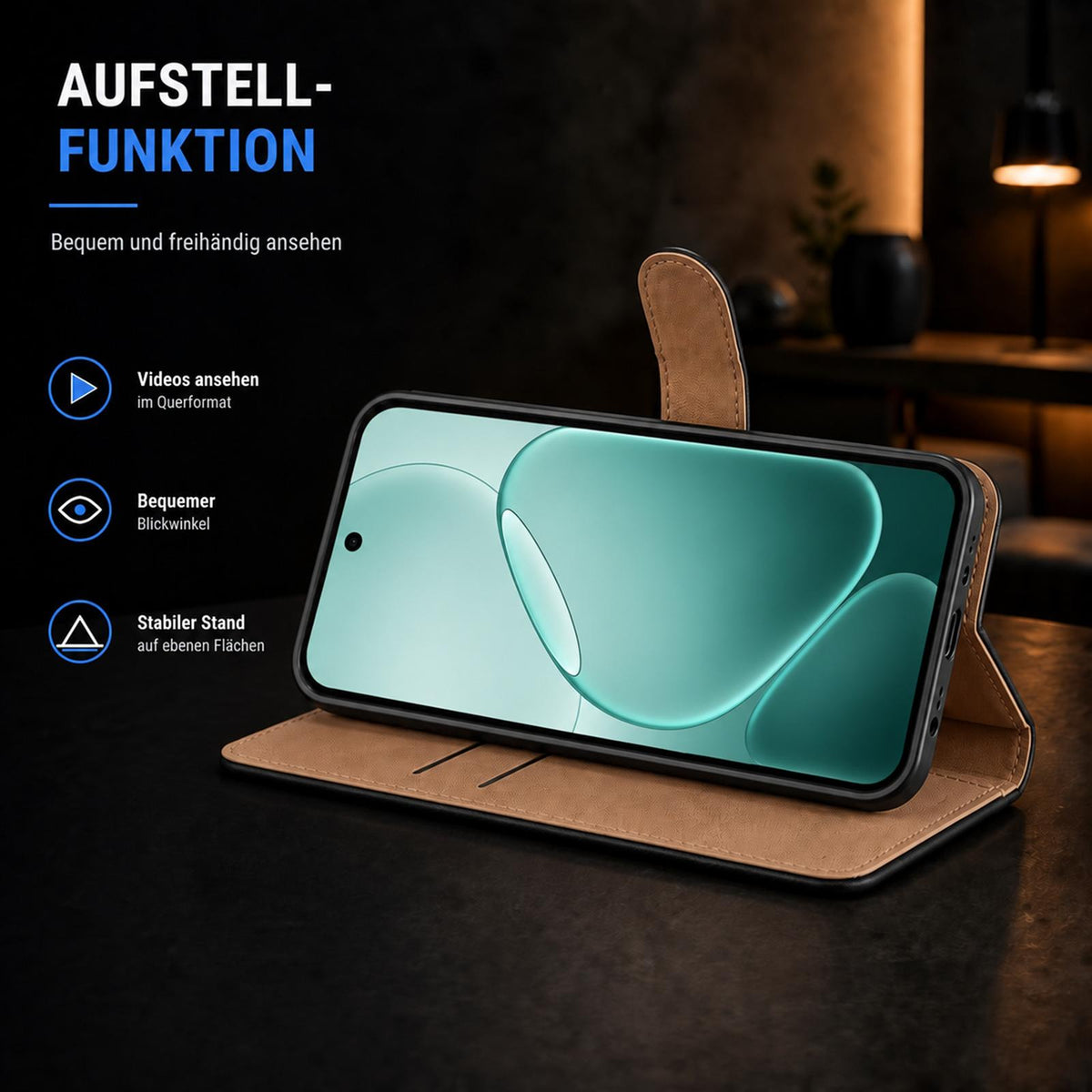 OPPO A6 Pro 5G - Klapphülle mit Kartenfächern Schwarz