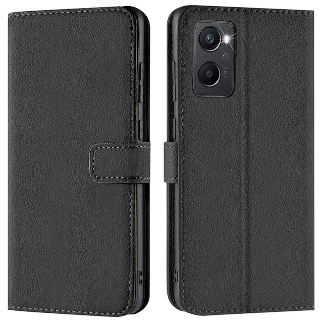 OPPO A96 / A76 Klapphülle in Schwarz mit Kartenfächern und Schutz