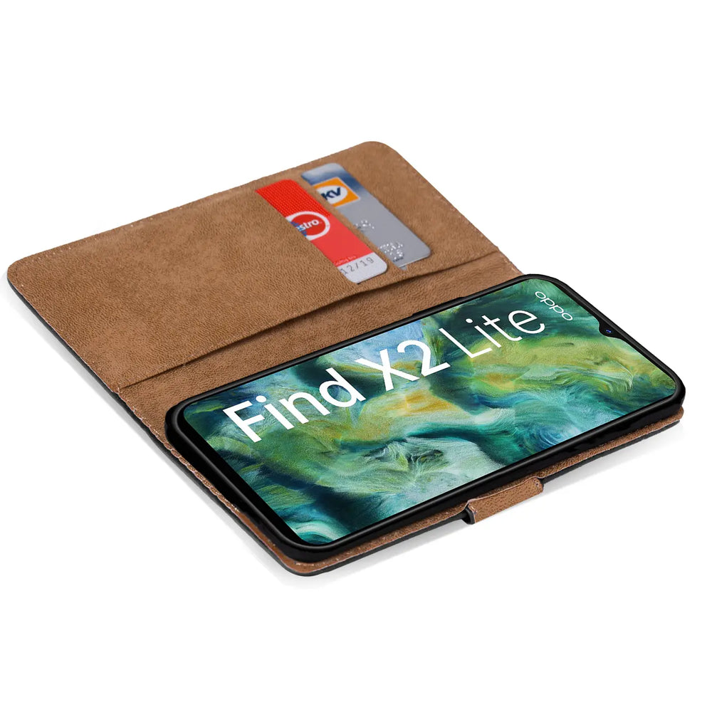 Oppo Find X2 Lite Klapphülle in Schwarz mit Kartenfächern und Schutz