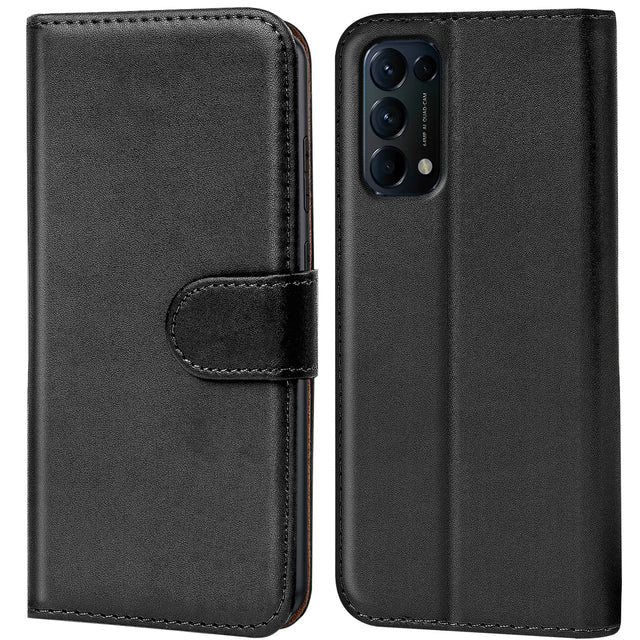 Oppo Find X3 Lite Klapphülle in Schwarz mit Kartenfächern und Schutz