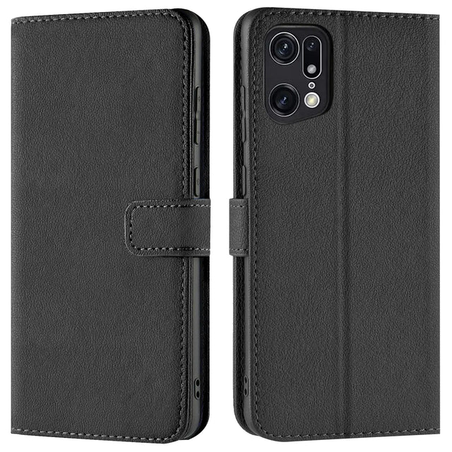 OPPO Find X5 Pro Klapphülle in Schwarz mit Kartenfächern und Schutz