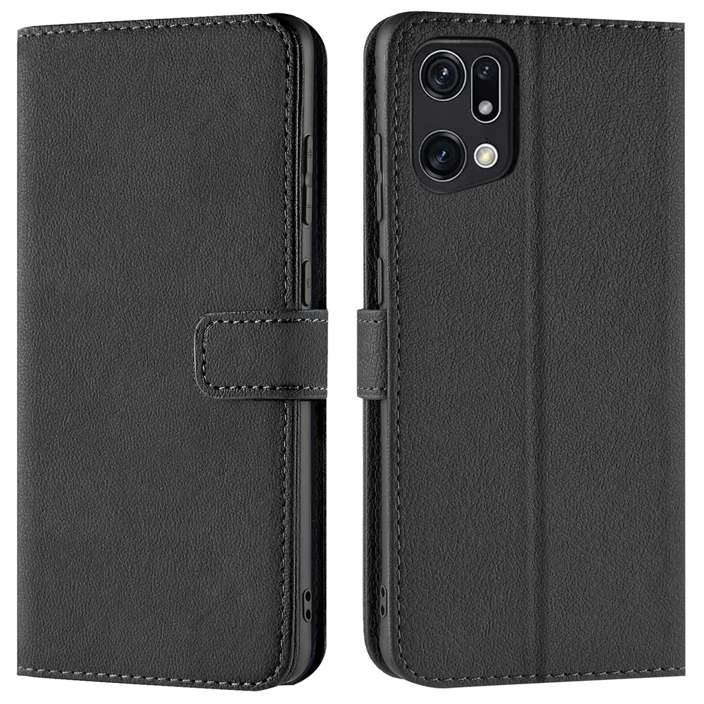 OPPO Find X5 Klapphülle in Schwarz mit Kartenfächern und Schutz