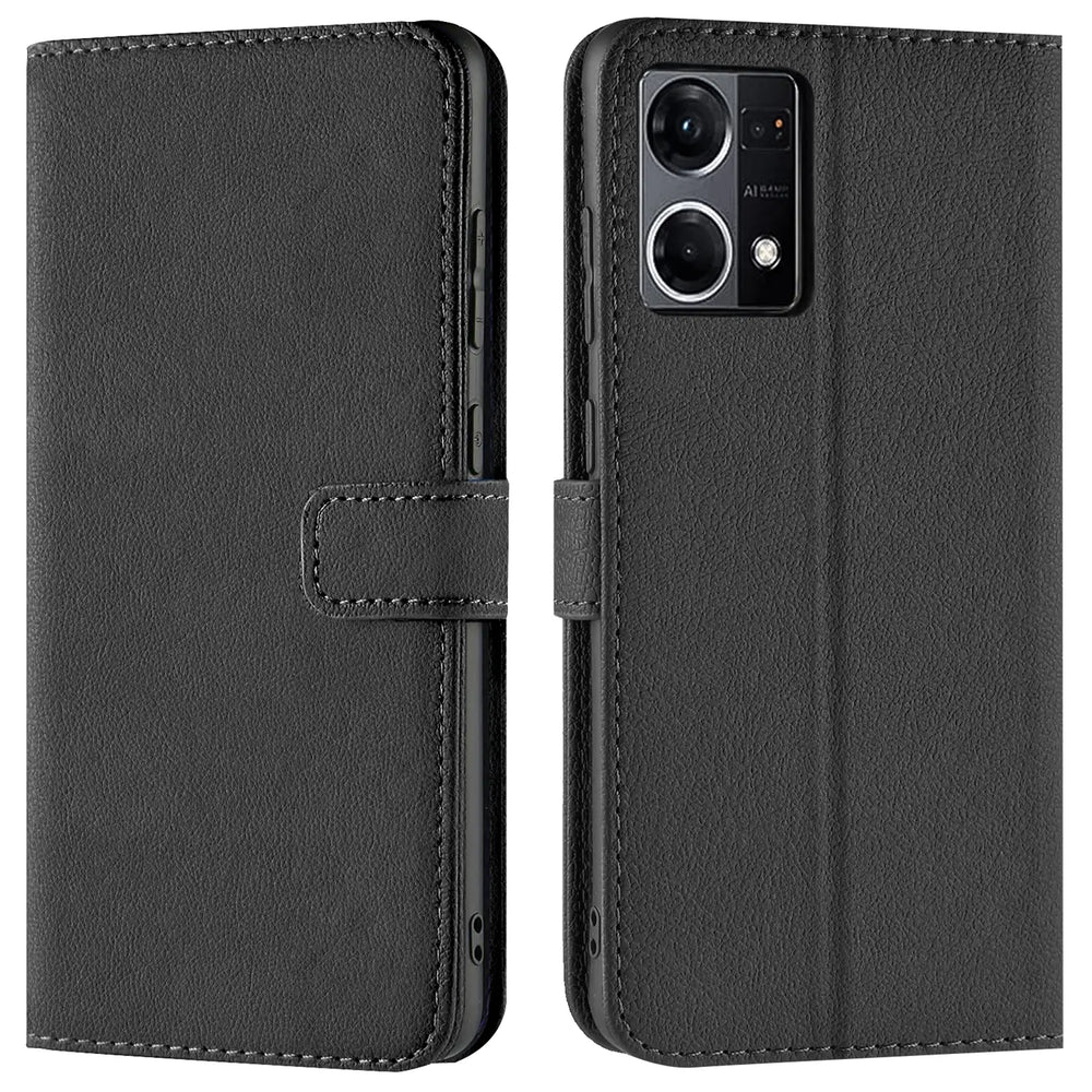 OPPO Reno 7 Klapphülle in Schwarz mit Kartenfächern und Schutz