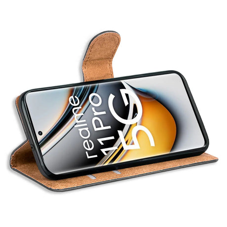 Realme 11 Pro 5G Klapphülle in Schwarz mit Kartenfächern und Schutz