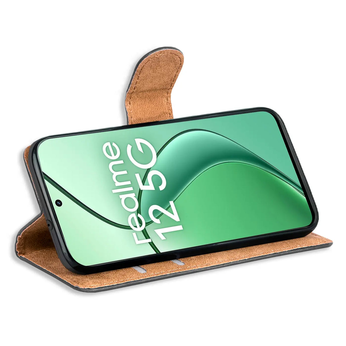 Realme 12 5G / 12X 5G Klapphülle in Schwarz mit Kartenfächern und Schutz