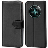 Realme 12+ 5G Klapphülle in Schwarz mit Kartenfächern und Schutz