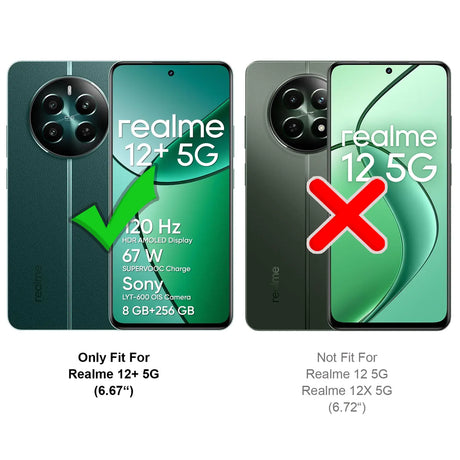 Realme 12+ 5G Klapphülle in Schwarz mit Kartenfächern und Schutz