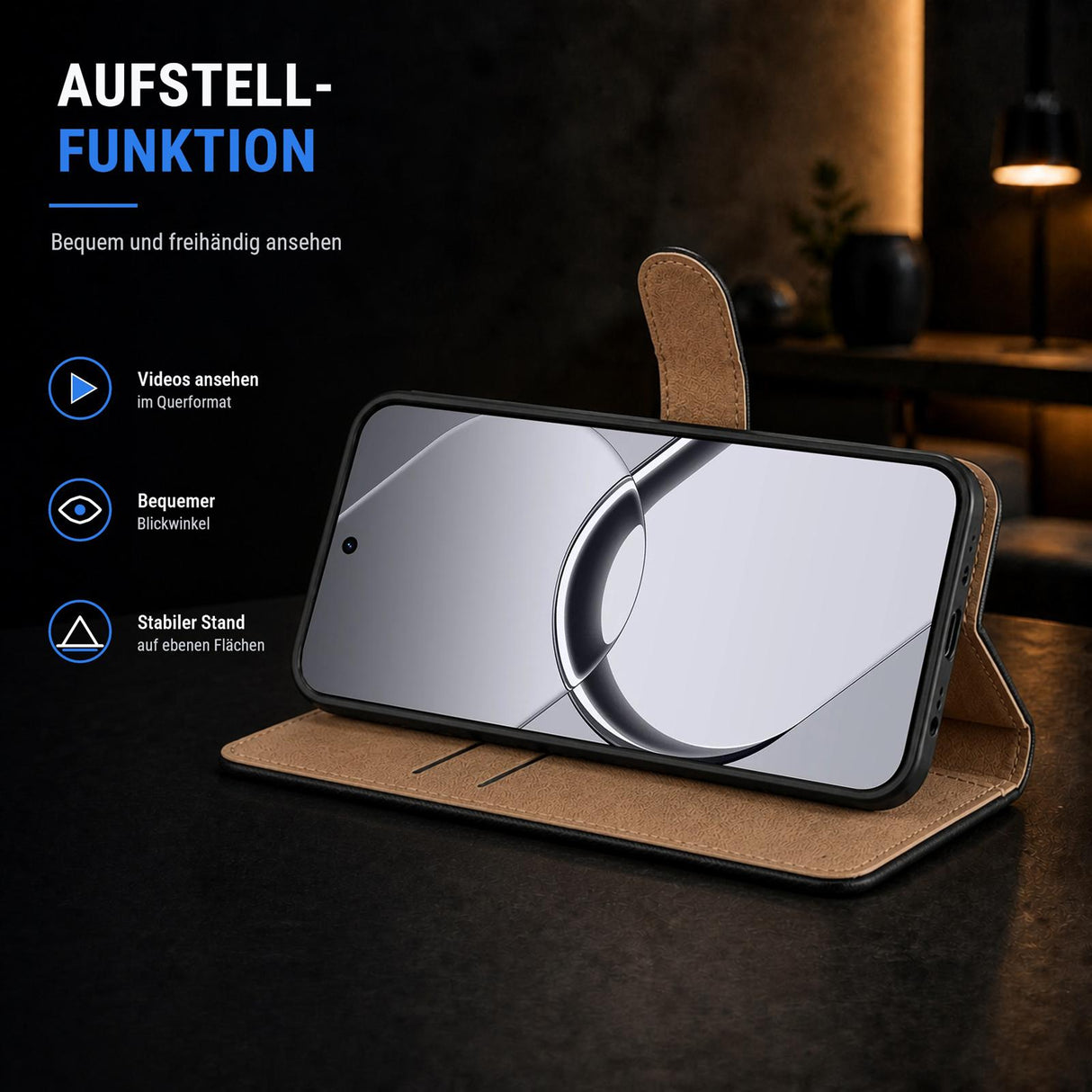 Realme 16 5G - Klapphülle mit Kartenfächern Schwarz
