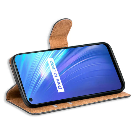 Realme 6 / Realme 6S Klapphülle in Schwarz mit Kartenfächern und Schutz