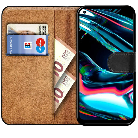 Realme 7 Pro Klapphülle in Schwarz mit Kartenfächern und Schutz